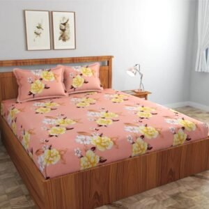 220 TC Fitted Elastic King Size Bedsheet With Two Pillow Covers (72X78X Upto 10 Inches) & 360 Degree Elasticated (Grey)