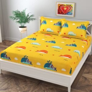 220 TC Double King Size Bedsheet With 2 Pillow Covers (72X78X Upto 10 Inches) & 360 Degree Elasticated (Multi color)