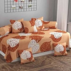 220TC Brown Digital Printed Glace Cotton 8 Set Diwan Set