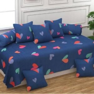220TC Blue Digital Printed Glace Cotton 8 Set Diwan Set