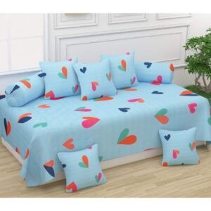 220TC Blue Digital Printed Glace Cotton 8 Set Diwan Set