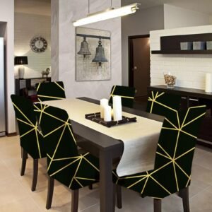 Set Of 6 Pc's Digital Printed Elastic Chair Covers