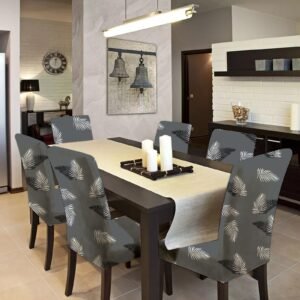 Set Of 6 Pc's Digital Printed Elastic Chair Covers