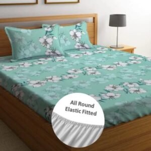 220 TC Cotton All Round Elastic Fitted King Size Bedsheet With 2 Pillow Covers (72X78X Upto 10 Inches) & 360 Degree Elasticated (Multi color)