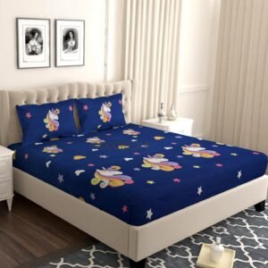 220 TC Double King Size Bedsheet With 2 Pillow Covers (72X78X Upto 10 Inches) & 360 Degree Elasticated (Multi color)