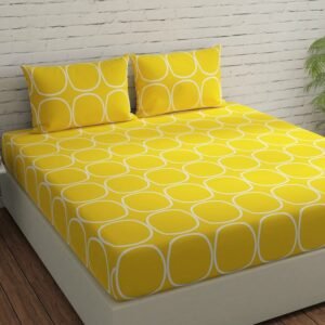 220 TC Fitted Elastic King Size Bedsheet With Two Pillow Covers (72X78X Upto 10 Inches) & 360 Degree Elasticated (Multi color)