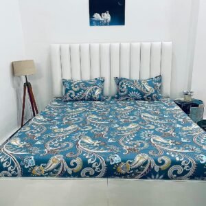 220 TC Heavy Glace Cotton All Round Elastic Fitted King Size Bedsheet With 2 Pillow Covers (72X78X Upto 10 Inches) & 360 Degree Elasticated (Multi color)