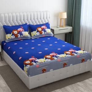 220 TC Cotton All Round Elastic Fitted King Size Bedsheet With 2 Pillow Covers (72X78X Upto 10 Inches) & 360 Degree Elasticated (Multi color)