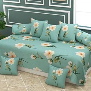 220TC Green Digital Printed Glace Cotton 8 Set Diwan Set