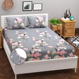 220 TC Double King Size Bedsheet With 2 Pillow Covers (72X78X Upto 10 Inches) & 360 Degree Elasticated (Multi color)