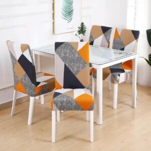Set Of 6 Pc's Digital Printed Elastic Chair Covers