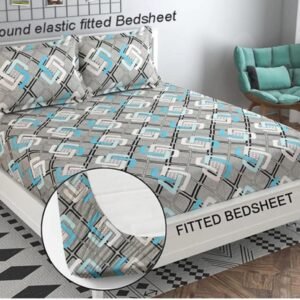 220 TC Double King Size Bedsheet With 2 Pillow Covers (72X78X Upto 10 Inches) & 360 Degree Elasticated (Multi color)