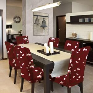 Set Of 6 Pc's Digital Printed Elastic Chair Covers