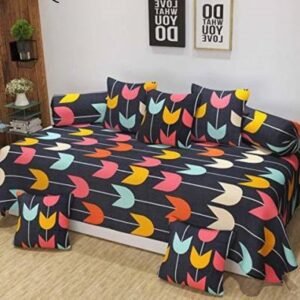 220TC Grey Digital Printed Glace Cotton 8 Set Diwan Set
