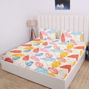 220 TC Cotton All Round Elastic Fitted King Size Bedsheet With 2 Pillow Covers (72X78X Upto 10 Inches) & 360 Degree Elasticated (Multicolor)