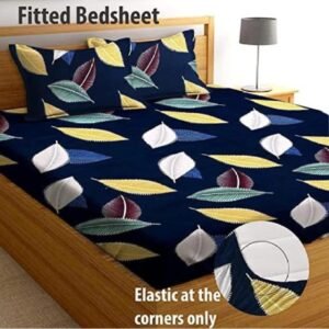 220 TC Heavy Glace Cotton All Round Elastic Fitted King Size Bedsheet With 2 Pillow Covers (72X78X Upto 10 Inches) & 360 Degree Elasticated (Multi color)