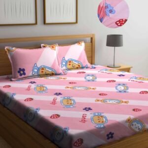 220 TC Cotton All Round Elastic Fitted King Size Bedsheet With 2 Pillow Covers (72X78X Upto 10 Inches) & 360 Degree Elasticated (Multi color)