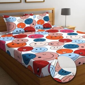 220 TC Double King Size Bedsheet With 2 Pillow Covers (72X78X Upto 10 Inches) & 360 Degree Elasticated (Multi color)
