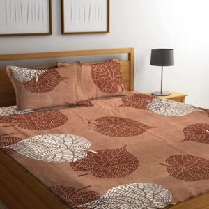 220 TC Fitted King Size Elastic Bedsheet With Two Pillow Covers (72X78X Upto 10 Inches) & 360 Degree Elasticated (Brown)