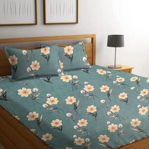 220 TC Cotton All Round Elastic Fitted King Size Bedsheet With 2 Pillow Covers (72X78X Upto 10 Inches) & 360 Degree Elasticated (Green)