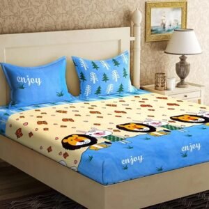 220 TC Heavy Glace Cotton All Round Elastic Fitted King Size Bedsheet With 2 Pillow Covers (72X78X Upto 10 Inches) & 360 Degree Elasticated (Multicolor)