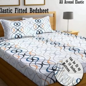 220 TC Fitted King Size Elastic Bedsheet With Two Pillow Covers (72X78X Upto 10 Inches) & 360 Degree Elasticated (Multi color)